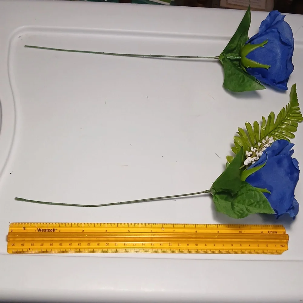 Artificial Large Flower Stems - Red, White, & Blue w/green